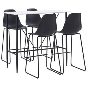 VidaXL Ensemble de Bar 5 pcs Plastique Noir Noir