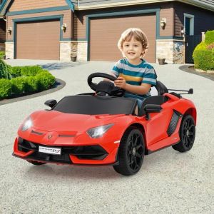 Lamborghini Voiture Électrique 12v/4,5 Ah, Télécommande 2.4g, 2 Moteur, Suspension À Ressort, Led, Mp3, Usb, Tf, Radio, Rouge