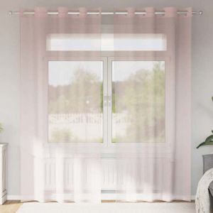 VidaXL Rideaux en voile avec œillets 2 pcs rose clair 140x225 cm rideau en filet rideau transparent voile de fenêtre 4102085