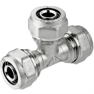 Invena PEX-AL-PEX Tee Tuyau Connecteur 20x20x20mm Laiton Compression Garnitures