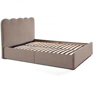 Lit coffre en Velours 140x190 taupe
