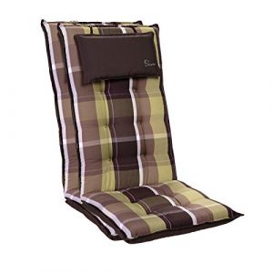 Image de Homeoutfit24 Sylt Coussin de Chaise de Jardin, Fabrique en Europe, Résistant aux UV, Coussin de tête Amovible, 2 pièces Marron/Vert