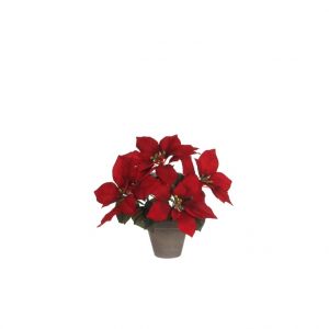 Image de Poinsettia rouge plante artificielle en pot Stan gris H 27 x Ø 35 cm