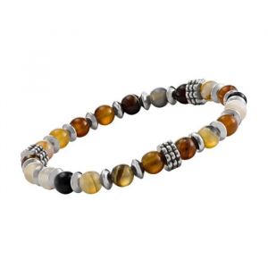 Charles Jourdan Bracelet Homme Lewis Agate Café Acier