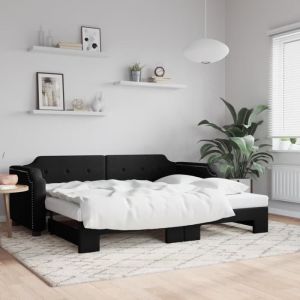 VidaXL Lit de jour avec lit gigogne noir 90x190 cm tissu