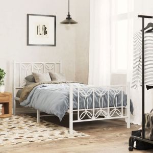 VidaXL Cadre de lit métal sans matelas avec pied de lit blanc 90x190cm