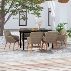 VidaXL Ensemble de salle à manger de jardin avec coussins 7 pcs Marron