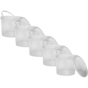Nipter, Seau en plastique alimentaire avec Couvercle 1l, transparent, vendu en lot de 10 pièces