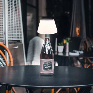 Globo Lampe solaire à led Lampe de table Lampe bouteille Lampe d'extérieur 3 modes d'éclairage blanc mat Lampe de jardin, blanc chaud, h 23 cm