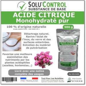 Tout Pour Les Nuisibles - Acide citrique pur 500 g Détartrant naturel et multi-usage