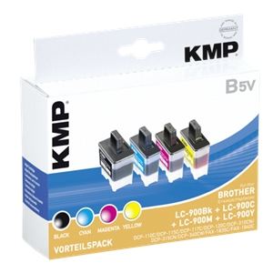 Image de KMP B5V - Pack de 4 cartouches d'encre (noir, cyan, jaune et magenta ) compatibles Brother LC900