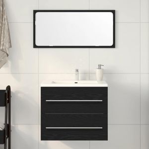 VidaXL Meuble De Salle De Bain Avec Lavabo Ch&ecirc;ne Noir 60x38,5x48 Cm