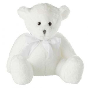 J-Line Peluche Enfant "Ourson N&oelig;ud" 34cm Blanc