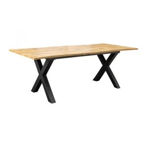 Table de salle &agrave; manger RIVET extensible jusqu'&agrave; 220 cm &ndash; Bois et m&eacute;tal noir &ndash; Style industriel