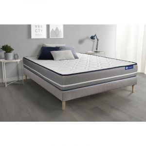 Ensemble matelas &agrave; m&eacute;moire ACTIMEMO PUR 140x200cm 3zones de confort + sommier KIT gris