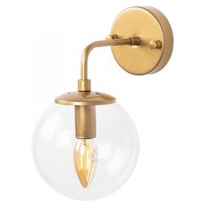 Applique murale en métal avec globe - d. 15 x 27 cm - Doré - barlati