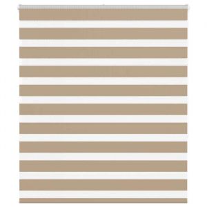 VidaXL Store zèbre marron sable largeur du tissu 130,9 cm polyester, store à enrouleur zébré, store zébré pour fenêtre, 4014554