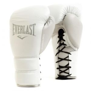 Everlast Powerlock 2 Pro Laced 12oz Boxing Gloves, White Boxing Gloves for Bags, Mitt Work & Sparring, Turnback Wrist Support, Five Layered Foam Inner and Laced Track System - Authentic Gear
