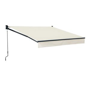 Happy Garden Store banne Saule 2,95 &times; 2,5m - Toile Beige et Structure Grise