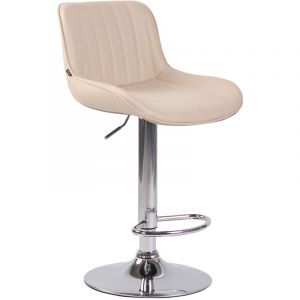 CLP Tabouret de bar Lentini en Similicuir avec Pi&egrave;tement trompette en M&eacute;tal beige M&eacute;tal chrom&eacute;