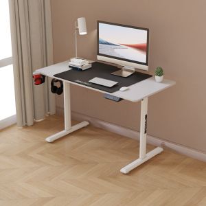 Bureau &eacute;lectrique Pomona &agrave; hauteur r&eacute;glable 110 x 60 x 72 - 117 cm blanc [pro.tec]