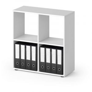 Meuble de rangement cube Tetra, Blanc, 72.6 x 72 cm avec 2 boxes pliants Vicco