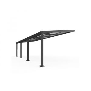 Pergola adoss&eacute;e en aluminium avec toit coulissant - 27 m&sup2; - anthracite - IZEDA