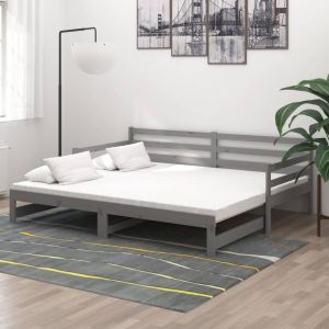 VidaXL Lit coulissant Bois de pin massif 2x90x200 cm Gris