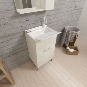Kiamami Valentina MEUBLE LAVOIR 45X50 CH&Ecirc;NE BLANC AVEC PLANCHE &Agrave; LAVER | PRATICO