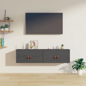 VidaXL Armoires murales 2 pcs Gris 60x30x30 cm Bois de pin massif