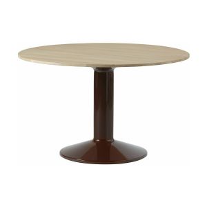 Muuto Table à manger ronde en chêne massif huilé et piètement rouge 120 cm Midst