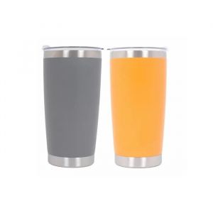 2x Thermos Tasse Isotherme Acier Inoxydable Ss304 Double Paroi 590ml Orange Gris