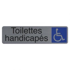 Image de Exacompta Plaque signalétique adhésive Toilettes Handicapés - Rectangle Gris / Bleu