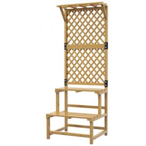 Outsunny Etagère à fleurs treillis 2 niveaux avec support haut dim. 60L x 50l x 166H cm bois sapin pré-huilé
