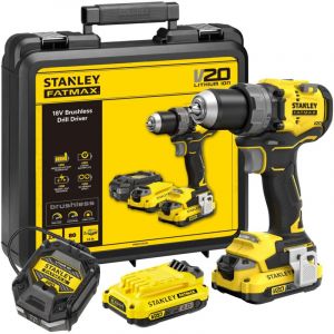 Stanley Fatmax V20 Perceuse Visseuse 80 Nm Brushless - Lithium 18V - 2 Batteries 2 Ah - SFMCD725D2K-QW