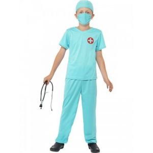 Image de Smiffy's Déguisement enfant Chirurgien avec haut, pantalon, calot, masque et stéthoscope, 4-6 ans