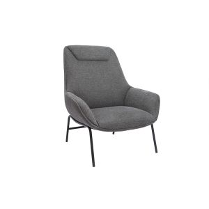 Image de Miliboo Fauteuil design avec tissu effet velours texturé gris foncé MARCEAU