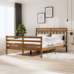 VidaXL Cadre de lit Marron miel Bois massif 160x200 cm