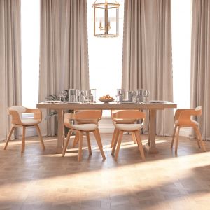 VidaXL Chaises de salle &agrave; manger Similicuir et bois courb&eacute; 6 pcs Cr&egrave;me