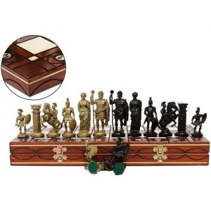 SPARTAN 41x41cm jeu d'échecs décoratif pièces romaines en plastique et grand échiquier pour adultes et pour enfants
