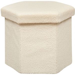 Atmosphera Pouf Pliant H&eacute;xagonal En Bouclette - Ivoire