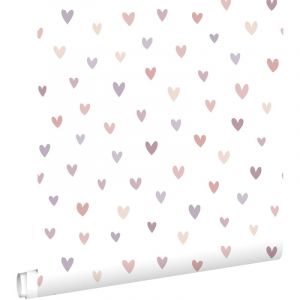 Estahome - papier peint coeurs terracotta et violet