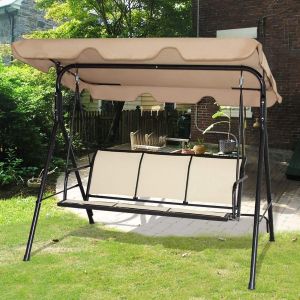 Coast 3 pesoon Swing Bench - Acier - 173 x 119 x 152 cm - Noir / Marron