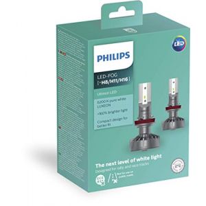 Philips 2x Ampoules LED H8 H11 H16 Ultinon 2200Lm 6200K 6000K