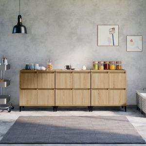 VidaXL Buffets 3 pcs chêne sonoma 60x35x70 cm bois d'ingénierie Sonoma oak