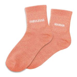 Sud trading Chaussettes Paire de chaussettes Fabuleuse Maman dépareillées Orange