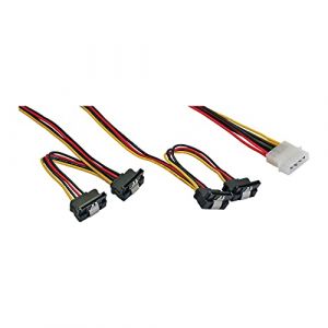 Inline 29672B Câble d'alimentation Interne en Y 1 x 13,34 cm (5,25") vers 4 x SATA 15 Broches coudé avec Languette 40 + 55 cm