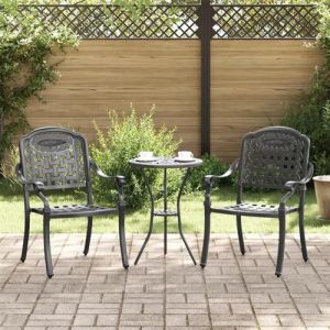 VidaXL Chaises de jardin 2 pcs Noires en aluminium moulé 42002371