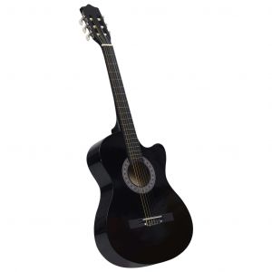 Image de VidaXL Guitare acoustique pan coup&eacute; western 6 cordes Noir 38-