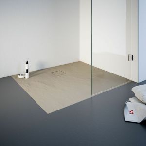 Schulte-ufer Receveur de douche de plain-pied 90 x 100 cm en résine minérale, rectangulaire, décor sahara